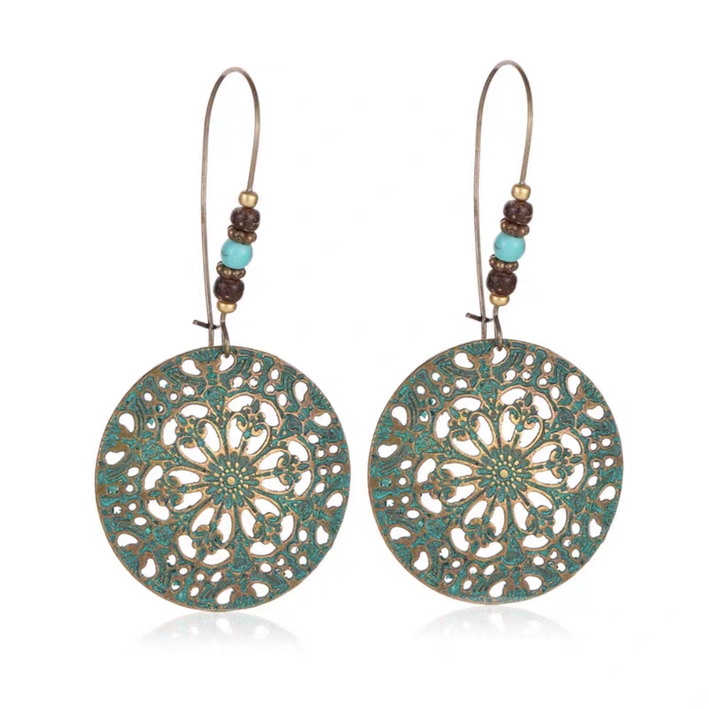 💎 3/$25 Bohemian vintage medallion earrings